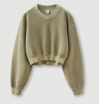 V-neck Sweatshirt Sexy Women's Short Top