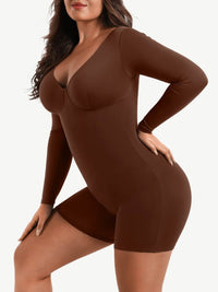 Wholesale Full Body Deep V-Neckline Mid-Thigh Tummy Control Bodysuit